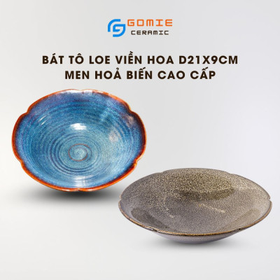 Bát Tô Loe Viền Hoa Xanh Hoả Biến - Bát Tô Loe - Bát Tô Viền Hoa Xanh Đẳng Cấp D21xC9cm