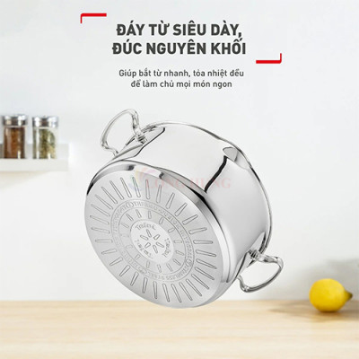Nồi Inox cao cấp Tefal Duetto Plus (18cm x 2.0L/20cm x 2.9L/22cm x 6.1L/24cm x 5.0L/28cm x 10.0L) - Hàng chính hãng