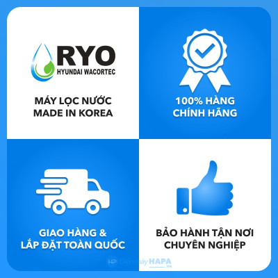 Bộ 4 Lõi Lọc RYO Hyundai Nhập Khẩu Hàn Quốc - Hàng Chính Hãng - (Dùng Thay Lõi Cho máy lọc nước RP901 RP902 RP903 RP100H PGP1000 RP100S Sambon Wacortec...)