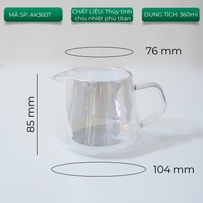 Bình thủy tinh chịu nhiệt pha cafe cà phê AKIRAKOKI không nắp