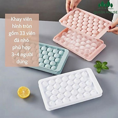 Khay làm đá, thạch bi nhựa tròn 33 viên độc đáo , có nắp đậy tiện lợi