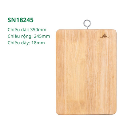 Thớt gỗ cao su tự nhiên PHUSANG hình chữ nhật không chất bảo quản chống mốc an toàn vời sức khỏe dùng để cắt, thái thức ăn