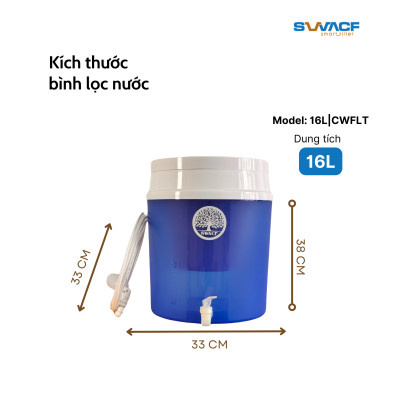 Bình lọc nước uống trực tiếp SWACF 16L | CWFLT Nano bạc, lõi lọc 7L, tốc độ lọc 2 - 4 lít/giờ, giữ khoáng thiết yếu - Công nghệ Mỹ