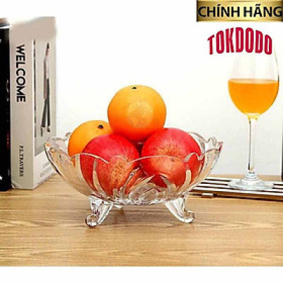 Tô Thuỷ Tinh Pha Lê 3 Chân Đựng Hoa Quả / Thố Mứt Tết / Dĩa Đựng Hoạ Quả Thuỷ Tinh Màu 3 Chân