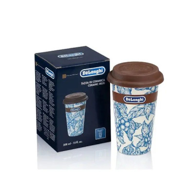 [Hàng chính hãng] Ly sứ chân không giữ nhiệt DeLonghi (Blue Flower/ Thermal Mug/ Coffee Shop/ Multi-coloured)