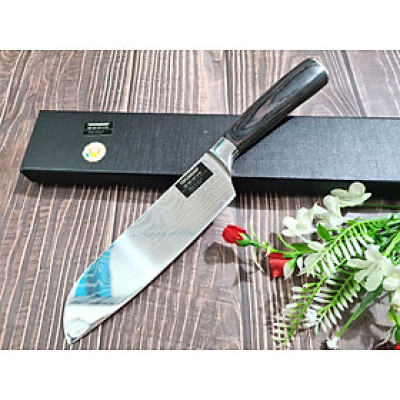 DAO - DAO BẾP NHẬT BẢN SANTOKU THÉP DAMASCUS MÃ A10 DT116 nt topcomshop vn