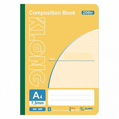 Sổ may KLONG A4 200trang 58/88 Compostion Book; MS: 309