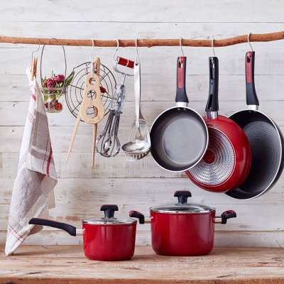 Nồi Chống Dính Forge Red Có Nắp Meyer 20cm - Thương Hiệu Mỹ, SX Thái Lan | Meyer Forge Red Saucepot 20cm