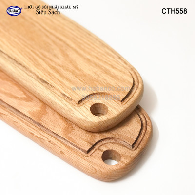 Thớt cỡ dài gỗ Sồi Mỹ (OAK) có rãnh bao quanh tiện dụng (CTH558) hàng Xuất Khẩu Châu Âu - khay bánh mì/trái cây/ bít tết/ pizza/ phụ kiện chụp ảnh, bày món ăn trong nhà hàng - Sang trọng trên bàn ăn - HAHANCO