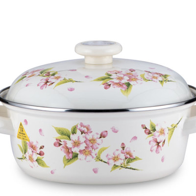 Nồi tráng men FUJIHORO 20cm, 2.3L ( Hoa văn Sakura ) SYM-22, Sử dụng bếp từ