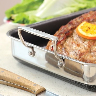 [Hàng chính hãng-iMat hybrid] Chảo vuông đa năng 24cm hai tay cầm iMat Hybrid kèm vung kính  chống dính Ceramic đen