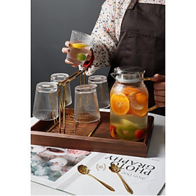 Bình cốc thuỷ tinh phong cách NORDIC kiểu kẻ Sọc | BỘ BÌNH CỐC BOROSILICATE SIÊU NHẸ - CHỊU NHIỆT - CƯỜNG LỰC