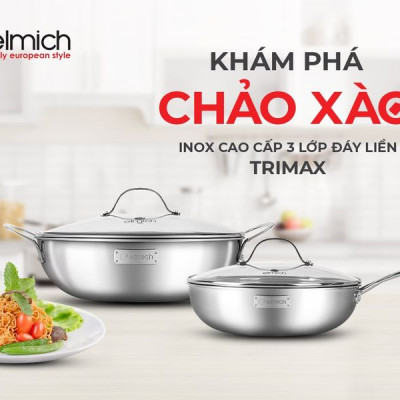 Chảo Xào Sâu Lòng 3 Lớp inox 304 Liền Đáy ELMICH TRI-MAX (EL-3796/26cm, EL-3845/24cm - Dùng Được Trên Mọi Loại Bếp) - Hàng Chính Hãng