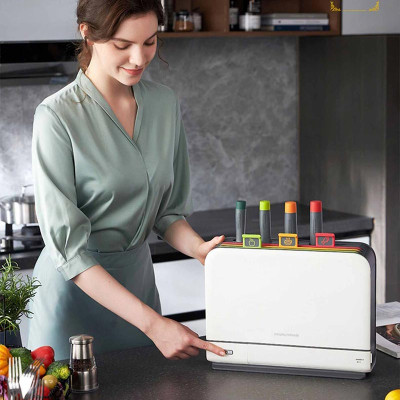 Bộ dao thớt khử khuẩn UV và sấy khô 70ºC Morphy Richards MR1001 tích hợp khay đựng đũa - Hàng Nhập Khẩu