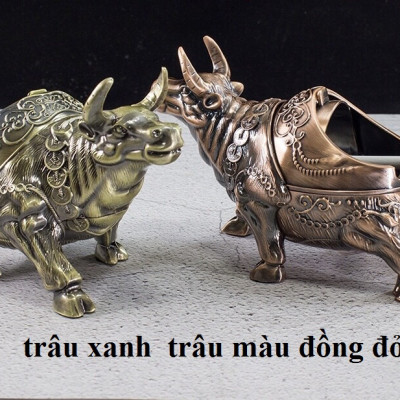 Gạt tàn hình trâu bằng hợp kim mới giao màu ngẫu nhiên