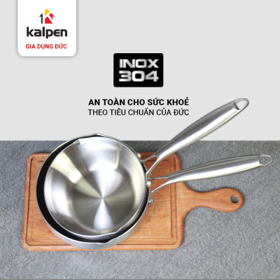 Chảo Inox 3 lớp đúc liền khối miệng rót Kalpen Zenger 20cm, bảo hành 5 năm