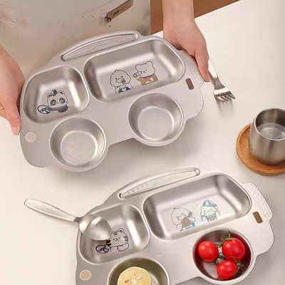 KHAY INOX 304 CAO CẤP KHAY ĂN DẶM TRAVELER 4 NGĂN DÀNH CHO BÉ ĐÁNG YÊU - KHÁNG KHUẨN 99,9%