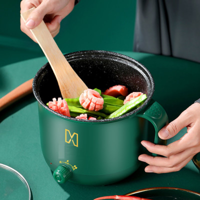 Nồi lẩu mini đa năng 2 tầng - Ca nấu mì điện núm xoay 2 nấc nhiệt kèm giá hấp chịu nhiệt miDoctor - Logo trên thân nồi hình ngẫu nhiên