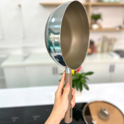 Chảo Inox 316 liền khối 7 lớp phủ chống dính Nano Titanium Shield Kalpen size 20cm,24cm,26cm,28cm đáy từ - Hàng chính hãng