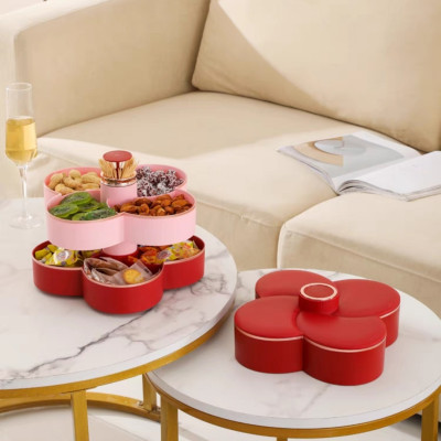 Khay mứt tết Hoa Đào Tết 2 Tầng - Khay đựng đồ ngày tết: Bánh kẹo, trái cây, đồ sấy...