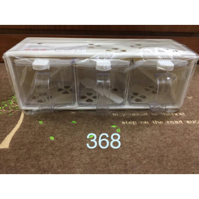 Bộ 3 hũ đựng gia vị bằng nhựa cao cấp có khay đỡ ( giao màu ngẫu nhiên )