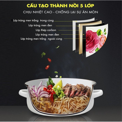 GALEN - COMBO 2 Nồi Men Cao Cấp Size 18cm & 24cm Dung Tích 2L & 4.5L Nấu Được Trên Mọi Loại Bếp, Dày, Không Tróc Men