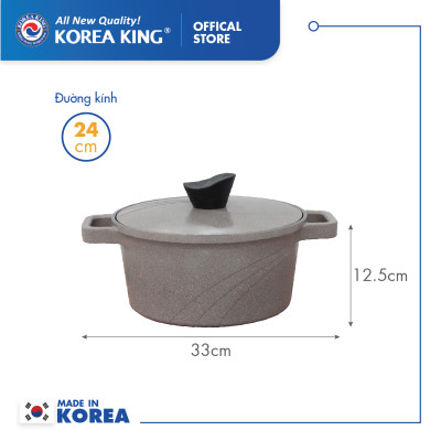 Nồi nấu Levante đáy từ Korea King KP-24LI(Nồi, nắp bằng nhôm đúc, phủ men chống dính Ceramic, Ø24cm)