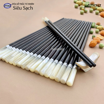 Đũa tròn gỗ trắc đầu ốc viền Bạc Super VIP (10 đôi/Hộp) dành cho giới thượng lưu (CTH717) đũa siêu sạch/an toàn cho sức khỏe