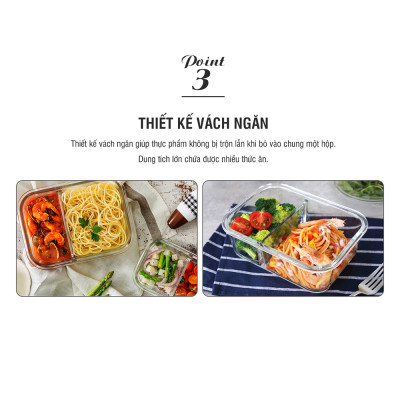 Hộp cơm thủy tinh kèm muỗng đũa LocknLockLLG991CL 930ml - Hàng chính hãng, Tặng Ống Hút Inox 304