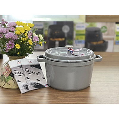 NỒI GANG STAUB COCOTTE MÀU XÁM 24CM – 4,7L Hàng Chính Hãng