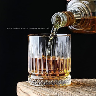 Bộ 6 ly thủy tinh chịu nhiệt cao cấp dùng uống nước hoặc rượu tây vân sọc viền vàng