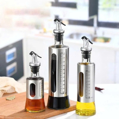 Bình Rót Gia Vị Dầu Ăn, Nước Mắm – Chai Thủy Tinh  200ML Bọc Inox Sang Trọng