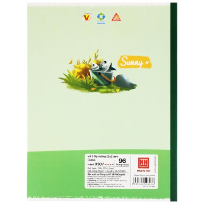 Combo 5 Vở 5 Ô Ly 96 Trang 80gsm Class Sunny - Hồng Hà 0307 (Mẫu Màu Giao Ngẫu Nhiên)