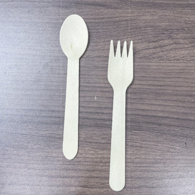 Combo muỗng (thìa) + nĩa gỗ dùng 1 lần - 25 combo/túi