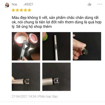 Phụ Kiện Đốt Nến Thơm Cao Cấp Hiển Thị Pin Sạc Điện Qua USB - Bật Mồi Lửa Cho Nến - LD03