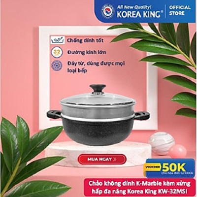 Chảo sâu + xưởng hấp đa năng Korea King size 32cm KW-32MSI