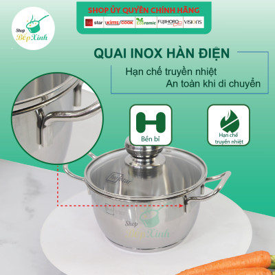 Bộ nồi xửng cao cấp Fivestar 4 món 3 đáy từ , nắp kính ( tặng 1 sạn inox )