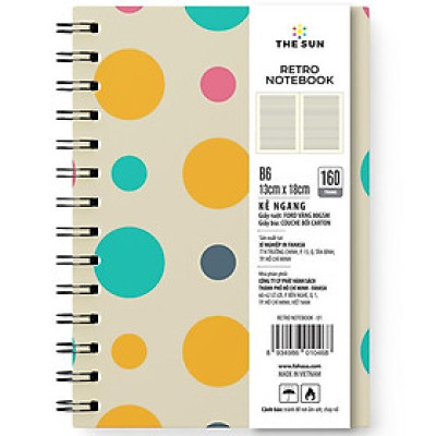 Sổ Lò Xo Bìa Cứng Retro B6 - Kẻ Ngang - 160 Trang 80gsm - The Sun 01