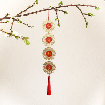 Combo 4 liễng treo Tết An Khang Thịnh Vượng, Vạn Sự Như Ý – Dây treo trang trí tết màu vàng,màu đỏ treo cây đào,trang trí cây mai