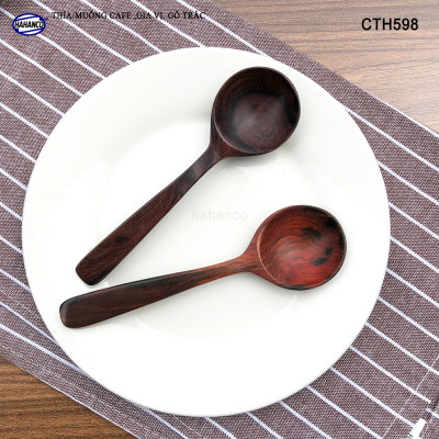 Thìa Gỗ Trắc Cẩm Đầu Tròn Cán Thẳng Để Khuấy Đồ Uống Xúc Gia Vị - CTH598