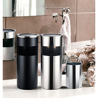 Thùng rác inox tròn, thùng rác inox gạt tàn tròn  A - 035 cao cấp