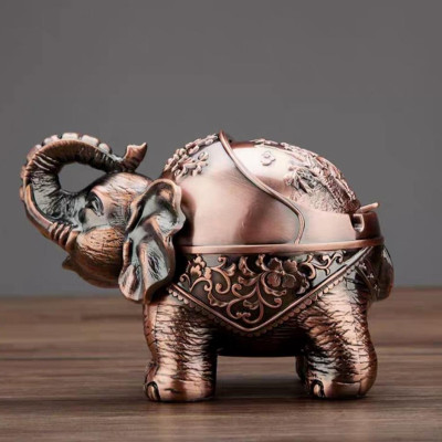 gạt tàn con voi tài lộc đứng bằng đồng ( tặng kèm mở bia 3in1)