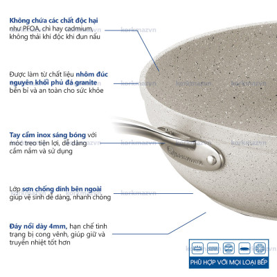 Chảo chống dính sâu Korkmaz Granita 24cm - 2.5 lít