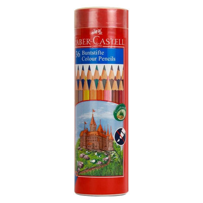 Chì Màu Lục Giác Castell -115828 - 36 Màu Dài (Hộp Thiếc Tròn) Faber Castell