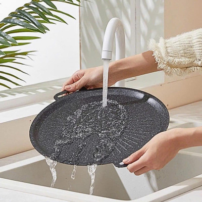 Chảo nướng đá chống dính, chảo nướng thịt BBQ không dầu Hàn Quốc dùng cho mọi loại bếp size 32cm Hàng Loại 1