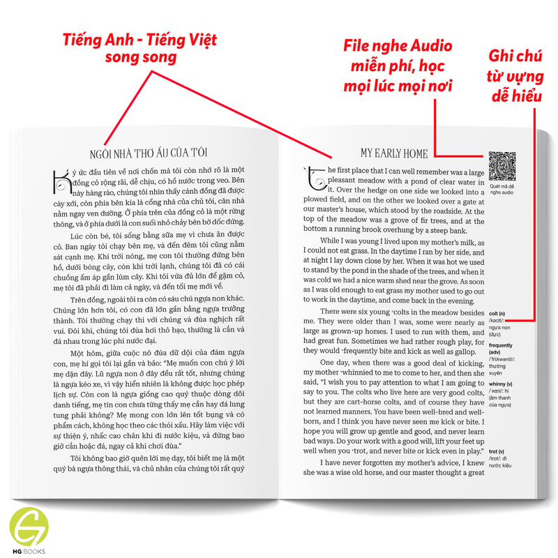 Ngựa Ô Yêu Dấu - Black Beauty - Sách song ngữ kinh điển, có note từ vựng, tặng kèm file nghe - HG Books