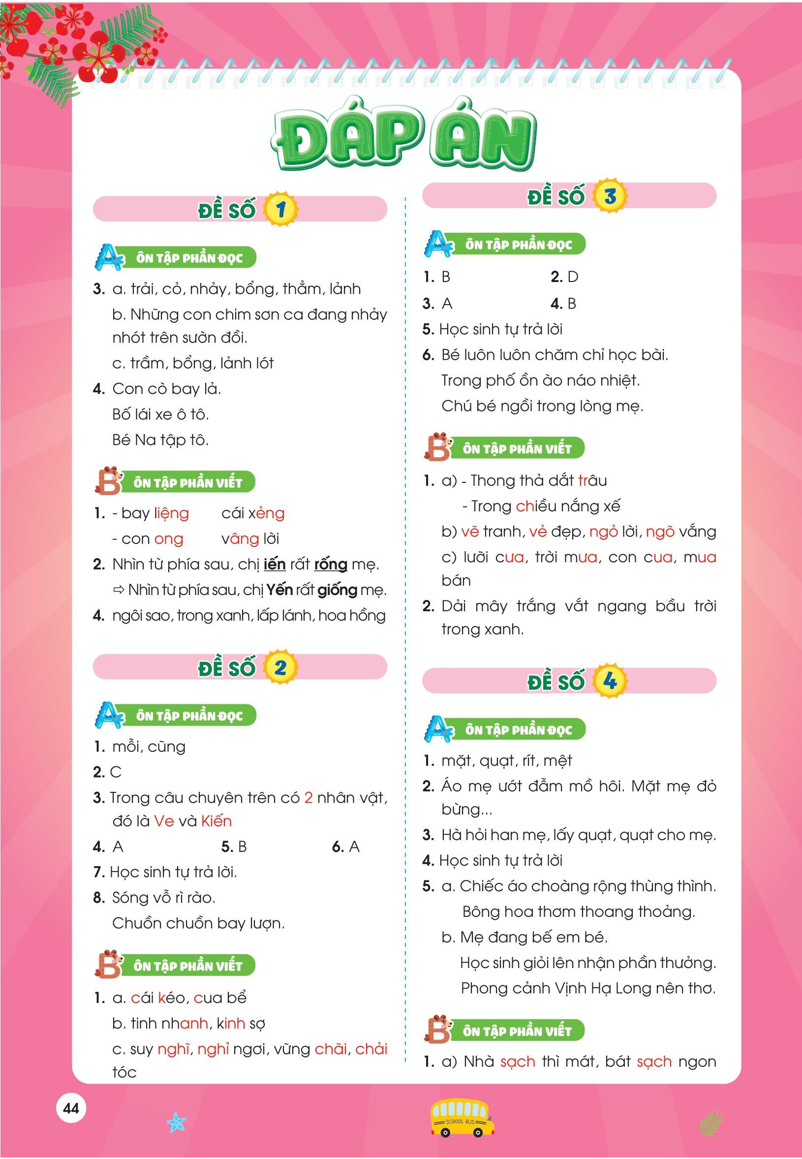 Phiếu Ôn Hè Tiếng Việt Lớp 1