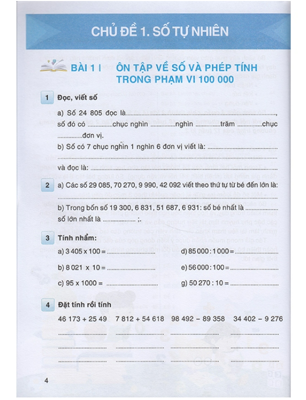 Sách - Thực hành và phát triển năng lực toán 4 - tập 1 (QL)
