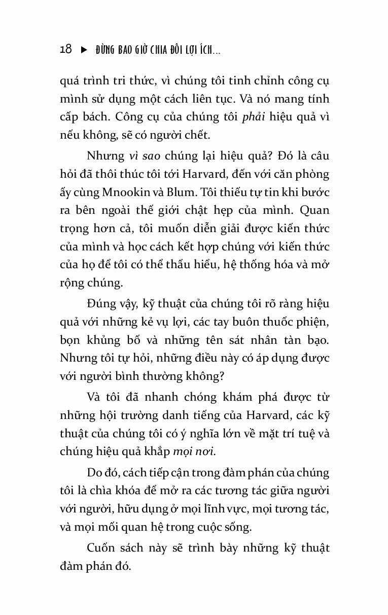 Đừng Bao Giờ Chia Đôi Lợi Ích Trong Mọi Cuộc Đàm Phán