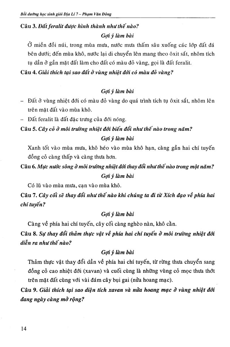 Bồi Dưỡng Học Sinh Giỏi Địa Lí Lớp 7 (Tái Bản)